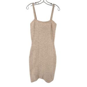 House of Harlow Sweater Dress Size S Cable Knit Cream Sleeveless Cozy Bodycon